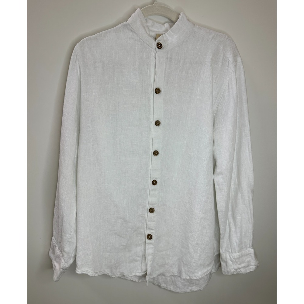 Freya Lillie White Linen Organic Cotton Boyfriend Fit Button Up Shirt UK 14-16 - Picture 2 of 12